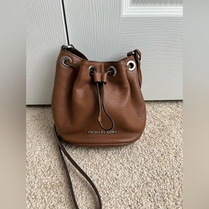 Michael Kors mini bucket bag crossbody cognac purse